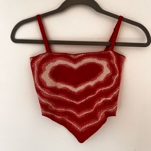 Red heart crop tank